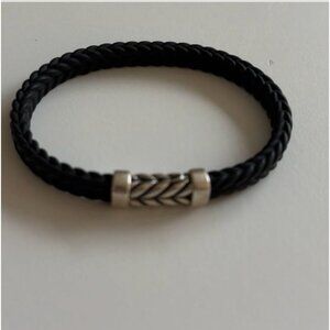 David Yurman Men's Black Chevron Bracelet with Sterling Silver